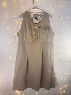 Vintage 90s ExOfficio Travelwear Khaki Safari Utility Dress Womens 14/16 USA